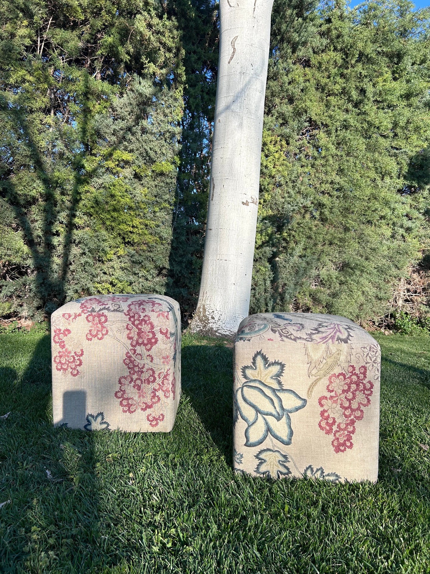 Pareja de pufs square floral