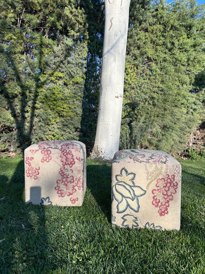 Pareja de pufs square floral
